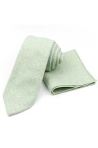 Mens Wool Tweed Pastel Green Tie & Pocket square set 