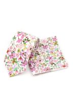 Pink & Purple floral cotton classic mens tie & pocket square set 