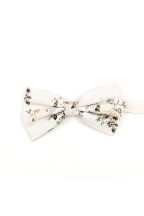 Ivory & Green floral flower cotton mens bow tie 
