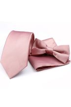 Plain Pastel Blush Pink  classic tie, bowtie & pocket square set 