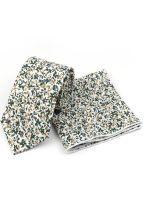 Olive floral cotton classic mens tie & pocket square set 