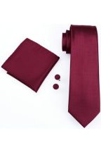 Mens wine pocket square, Cufflink and tie set 