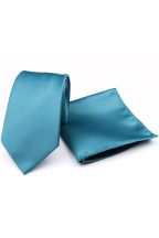 Pastel Teal satin classic mens tie & pocket square set 