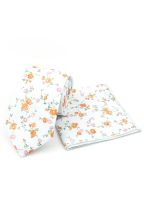 Orange & Pink floral flower cotton tie & pocket square set 