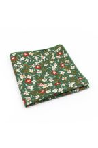 Green & Red floral cotton pocket square 