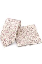 Blush Pink floral cotton classic mens tie & pocket square set 