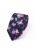 Navy & Pink floral flower cotton tie 
