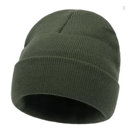 Unisex Khaki Cotton Beanie Hat