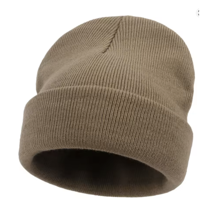 Unisex Tan Cotton Beanie Hat