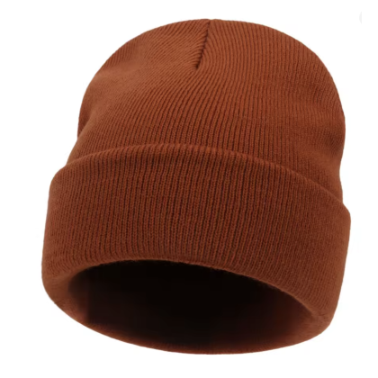 Unisex Rust Cotton Beanie Hat