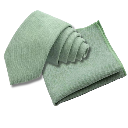Mens Tweed Pastel Green Woven Tie & Pocket square set 
